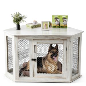 PUKAMI Corner Dog Crate Furniture Space Saving Design-0