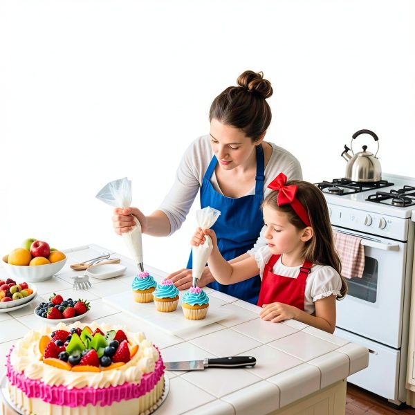 USHYIMJT Cotton Pastry Bag Flower Tip Baking Kit-1