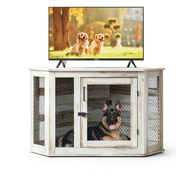 PUKAMI Corner Dog Crate Furniture Space Saving Design-3