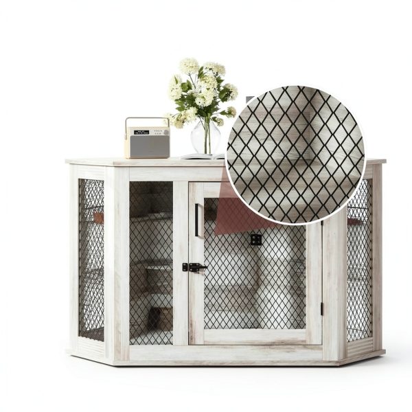 PUKAMI Corner Dog Crate Furniture Space Saving Design-6