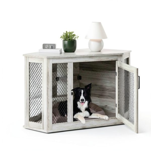 PUKAMI Corner Dog Crate Furniture Space Saving Design-7