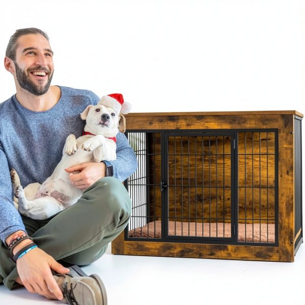 Bigrab Furniture Dog Crate Durable Wooden Pet Crate Table-6