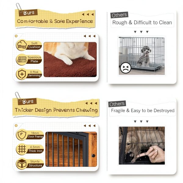 Bigrab Furniture Dog Crate Durable Wooden Pet Crate Table-2