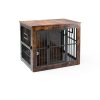 Gardner Pet Dog Crate Furniture Style Rustic Grey Brown-1