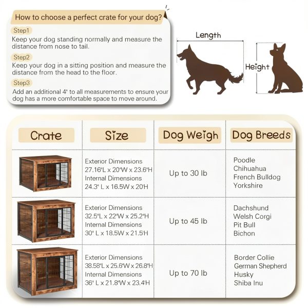 Bigrab Furniture Dog Crate Durable Wooden Pet Crate Table-5
