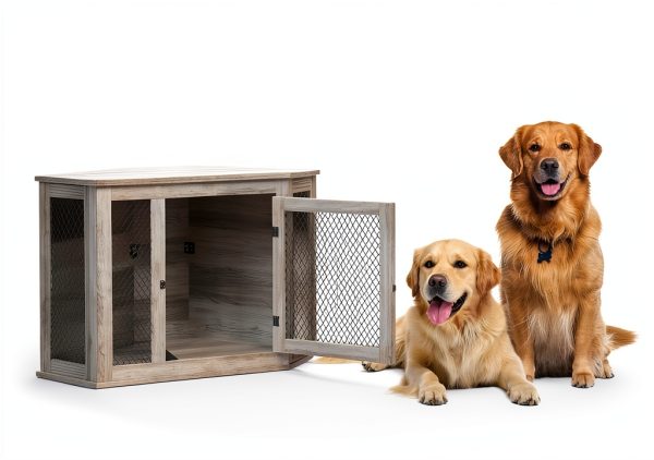 PUKAMI Corner Dog Crate Furniture Space Saving Design-5