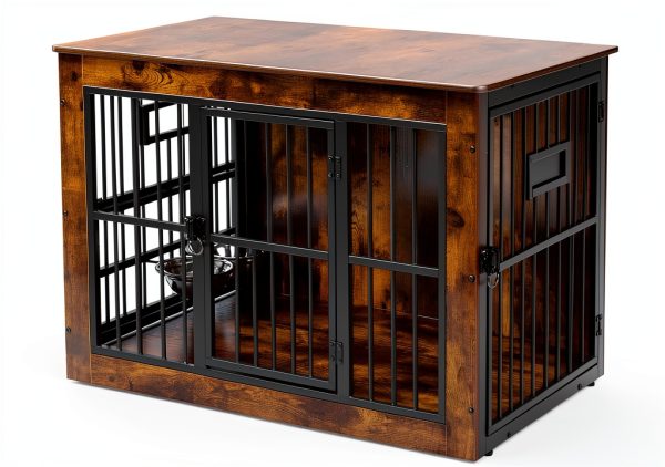 Gardner Pet Dog Crate Furniture Style Rustic Grey Brown-7