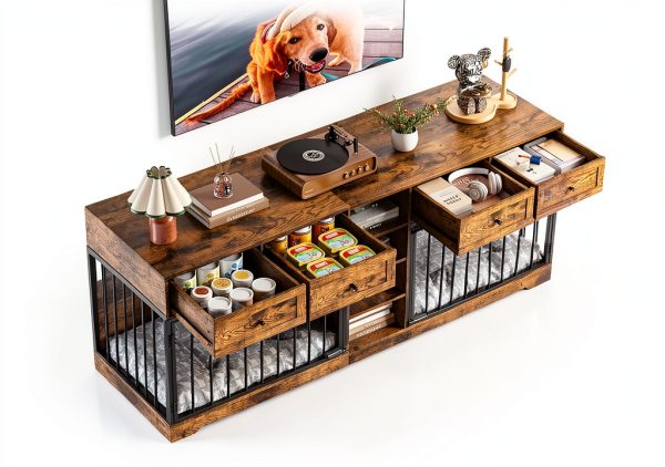 GarveeHome Dog Crate Furniture Multi Functional Storage-4