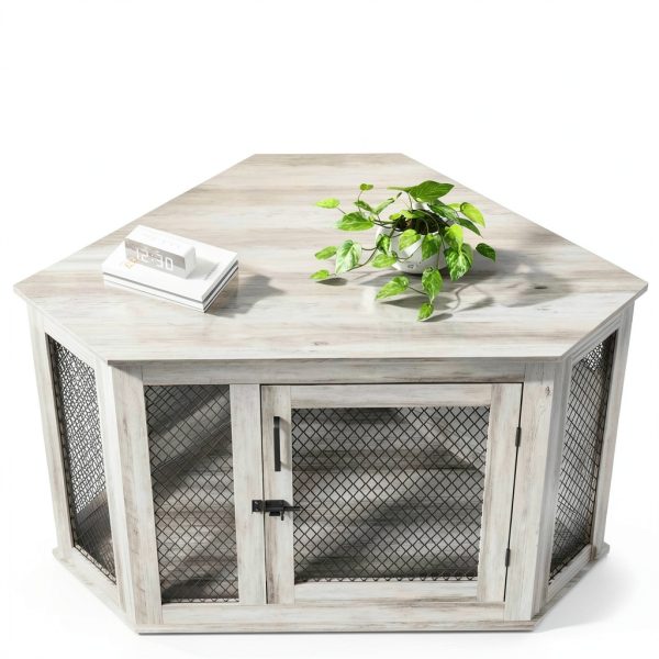 PUKAMI Corner Dog Crate Furniture Space Saving Design-2