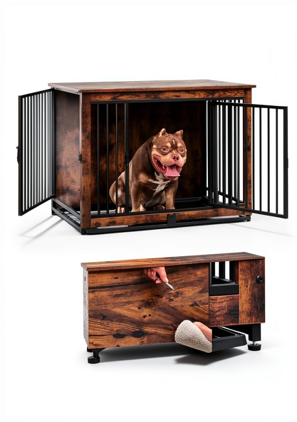 Feandrea Dog Crate Furniture Style Sturdy Side Table-8