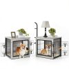 Yaheetech Dog Crate Side Table Rustic Metal Design-3