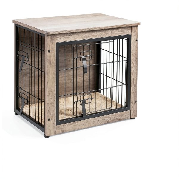 Yaheetech Dog Crate Side Table Rustic Metal Design-4