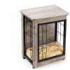 Yaheetech Dog Crate Side Table Rustic Metal Design-5