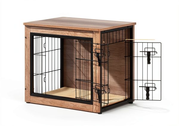 Yaheetech Dog Crate Side Table Rustic Metal Design-2