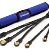 WORKPRO Extra Long Flex-Head Ratcheting Wrench Set, 5-piece Anti-Slip Double Box Wrenches Set, Metric 8-19 mm, 72-Teeth, Cr-V Steel and Black Electrophoretic Coating Wrenches with Rolling Pouch-0