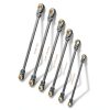 SUZUME Extra Long Flex Head Ratcheting Wrench Set 6PCS (8-19mm) Double Box End Metric EVA Foam 180° Flexible Head 15K Gear Cycles Tested Black Chrome Finish CR-V Steel for Tight Engine Bays with Pouch-6