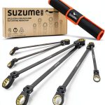 SUZUME Extra Long Flex Head Ratcheting Wrench Set 6PCS (8-19mm) Double Box End Metric EVA Foam 180° Flexible Head 15K Gear Cycles Tested Black Chrome Finish CR-V Steel for Tight Engine Bays with Pouch-0