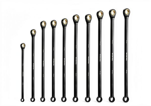 WORKPRO Extra Long Ratcheting Wrench Set, 10-Piece Anti-Slip Double Box Wrenches Set, Metric 8-19 mm, 72-Teeth, Cr-V Steel and Black Electrophoretic Coating Wrenches with Rolling Pouch-4