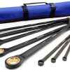 WORKPRO Extra Long Ratcheting Wrench Set, 10-Piece Anti-Slip Double Box Wrenches Set, Metric 8-19 mm, 72-Teeth, Cr-V Steel and Black Electrophoretic Coating Wrenches with Rolling Pouch-0